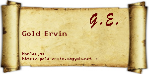 Gold Ervin névjegykártya